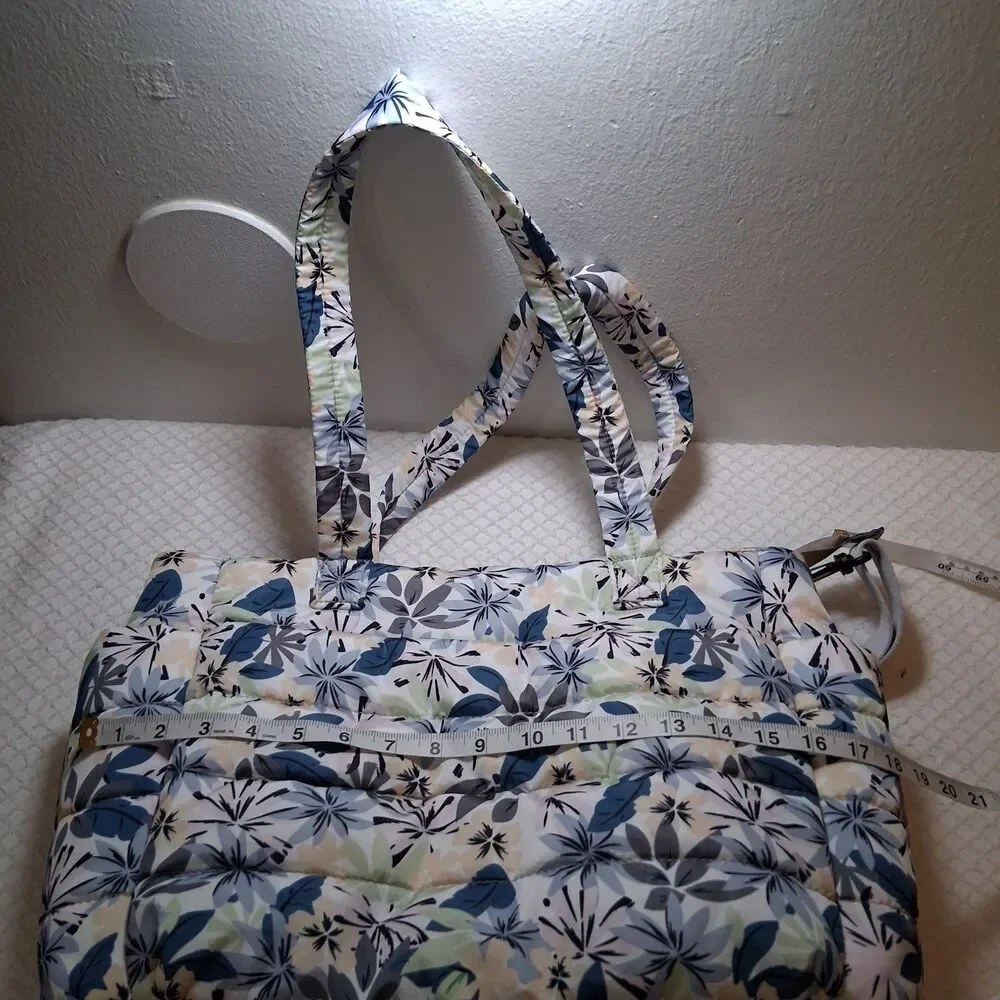 Baby Diaper Tote Bag Multi Strap Floral Neutral Bloomcore Quilted Soft Essential